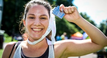 Runner with medal