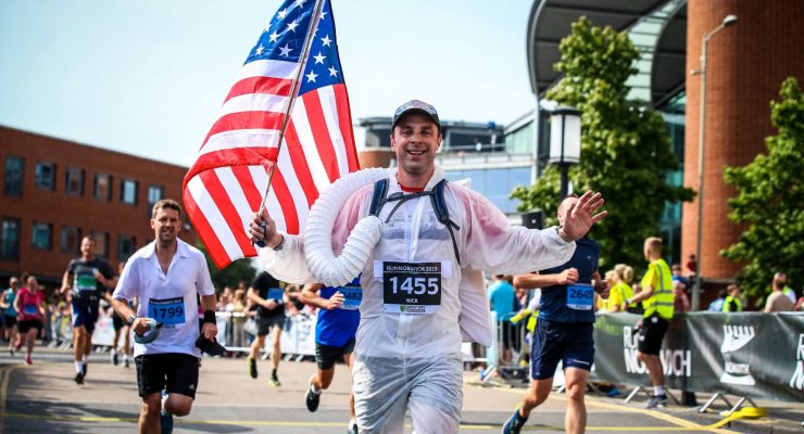 Running at Run Norwich 2019 American Flag Spaceman