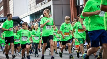 group of children running
