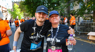 Woman and man smiling