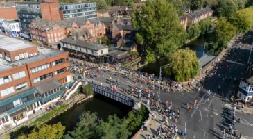 drone shot of riverside, norwich