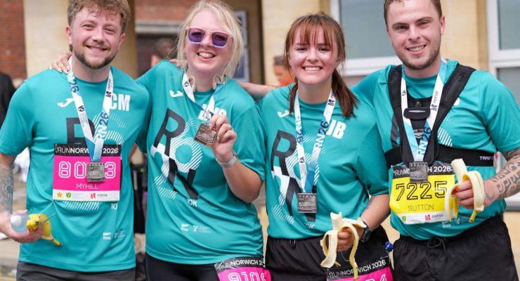 Runners with their medals at Run Norwich 2026